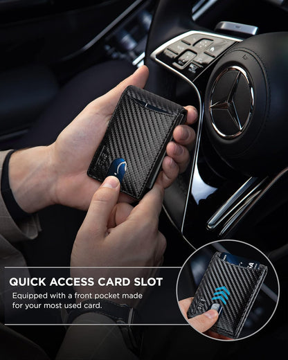 SERMAN BRANDS RFID Blocking Slim Bifold Genuine Leather Minimalist Front Pocket Wallets for Men with Money Clip Thin Mens