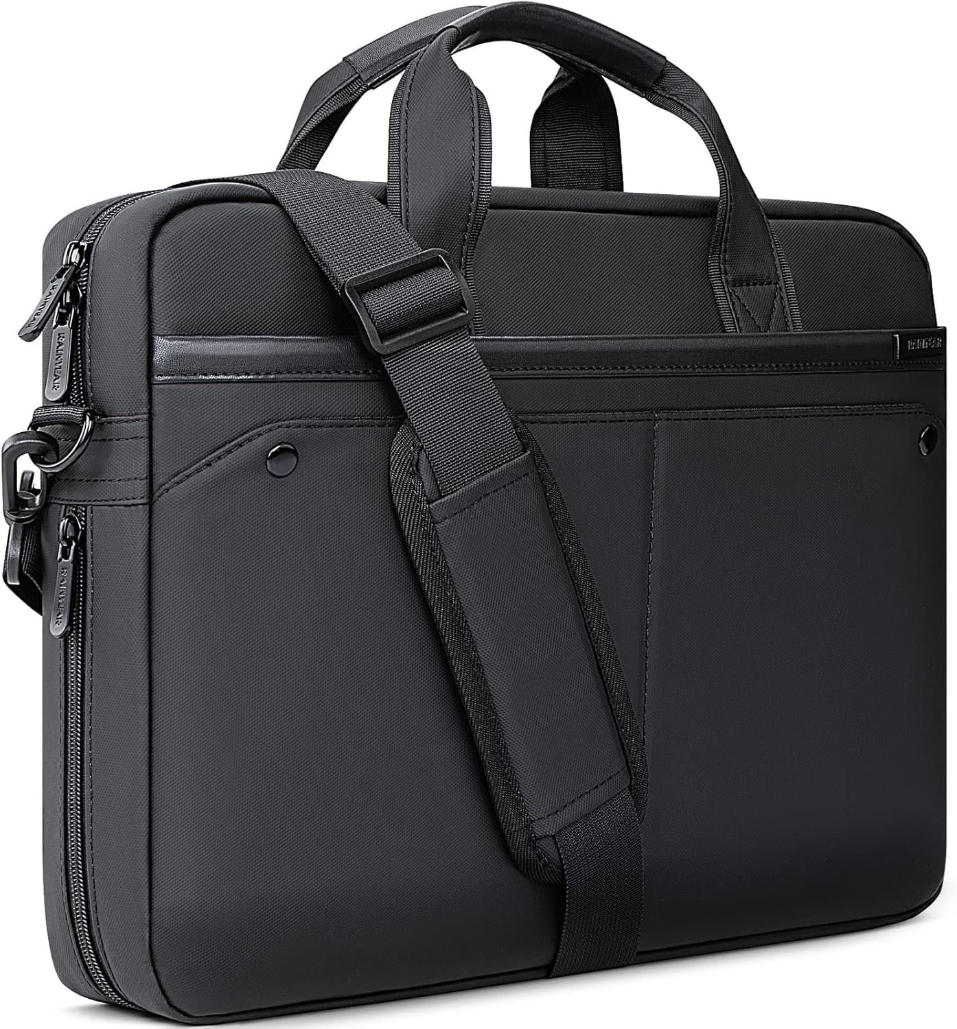 RAINYEAR 15.6 Inch Laptop Bag Laptop Shoulder Bag for Men, Expandable Waterproof Laptop Messenger Bag Large Capacity Computer Laptop Briefcase with Pockets for Travel Business Work Office, Black