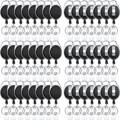 Honoson 50 Pcs Heavy Duty Retractable Badge Reels Batch ID Badge Holder Retractable Clip Bulk Key Holder with Ring for Office Worker Employee, Doctor Nurse Gifts (Black)