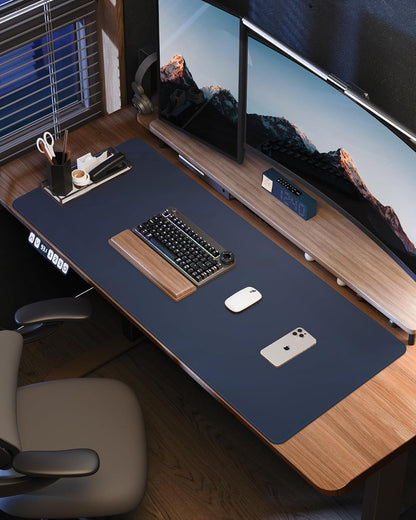 Leather Desk Pad Protector - 48 x 24" Computer Mat, Large Mouse Pad, Non-Slip, Waterproof PU Leather Blotter, Desk Cover for Office and Home (Midnight Blue)
