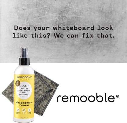 Remooble Dry Erase Whiteboard Cleaner Spray - Safely Removes Tough Stains and Ghosting (12 Pack)
