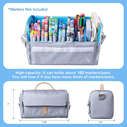 Marker Pens Storage Tote Handbag, Up to 160 Pens, Crossbody Bags Causal Shoulder Bag for Artists,Hobbyist