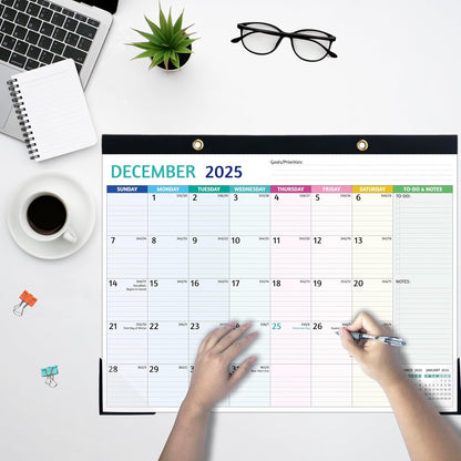 2025-2026 Desk Calendar – Shipped Flat, Large Desk Calendar, 22'' x 17'', Jul 2025 – Dec 2026, 18 Monthly Calendar, Best Desk/Wall Calendar with Desk Pad, To-do Lists, Ruled Blocks, Corner Protectors