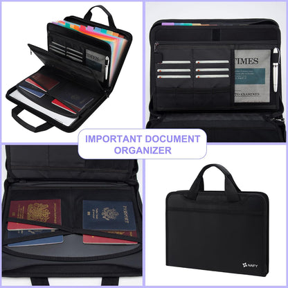 NAFY Fireproof Expanding File Folder, Handbag Multi Size Pockets Accordion File Folder Organizer Portable 13 Pockets Document Organizer for Office Home Receipts Bills Cards Vital Documents Storage