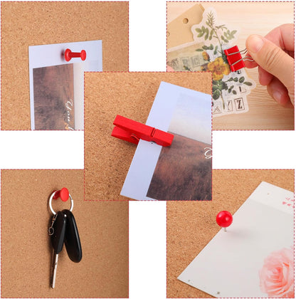 BESARME 200 Pieces Red Push Pins, 5 Style Thumb Tacks Decorative Pins for Cork Board Bulletin Wall Craft Office Home Supplies