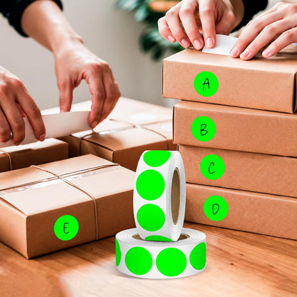 Fluorescent Green 1 Inch Round Color Coding Dot Labels, 10 Rolls 10000 Dot Stickers in Dispenser Box - Permanent Adhesion, Vibrant Colors, Highly Visible