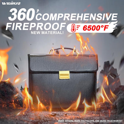 Upgraded Fully Fireproof Document Bag 6500°F,14.2x10x2.3 Fire Proof Bag for Documents with Lock,Small Fireproof Safe,Portable Home Office Travel Safe Storage for Laptop,Black