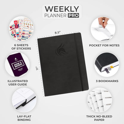 Clever Fox Planner PRO – Weekly & Monthly Life Planner to Increase Productivity, Time Management and Hit Your Goals, 8.5x11″ (Black)