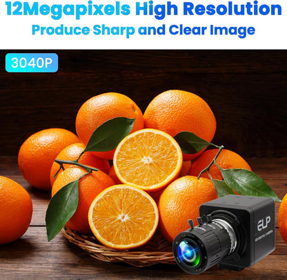 USB Camera 4K 12 Megapixels USB Webcam 1080P 120fps High Speed Golf Swing Cam with 3X Manual Optical Zoom Lens Close up PC Computer Plug and Play for Live Streaming Industrial Project Meeting