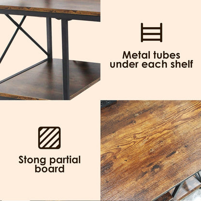 Printer Stand, Large Printer Stand with Storage, 23 x 18 Inch Printer Table for Home Office, 4 Tier Home Printer Cart with Wheels & Socket, Computer Tower Stand, Vintage Brown