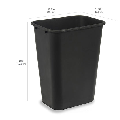 Amazon Basics Trash Can, Rectangular Commercial Office Wastebasket, 10 Gallon (Pack Of 2), Black (Previously AmazonCommercial brand)