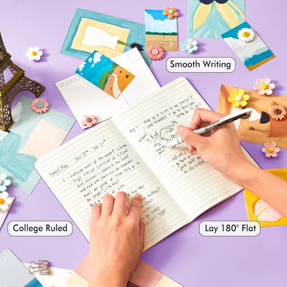 feela 8 Pack Soft Cover Journal Bulk, Notebooks College Ruled for Work, Lined Travel Journal for Women Men, Note Taking Notebook School Supplies Business Writing, 8.2” x 5.5”, A5, Dark Purple