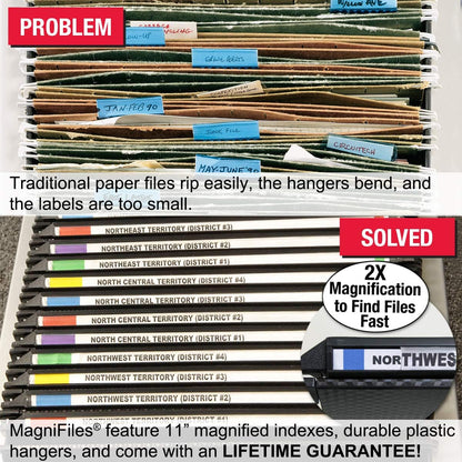 Ultimate Office MagniFile Hanging File Folders (Black, 2" Box Base, Set 2)