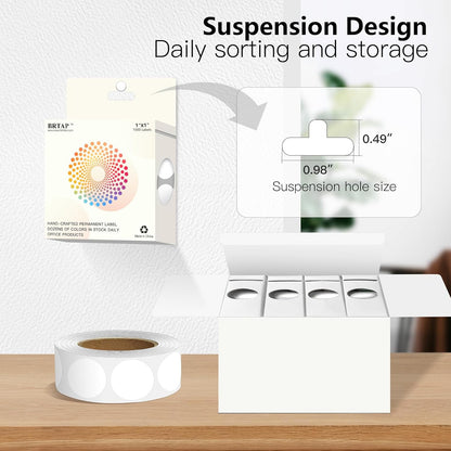 White 1 Inch Round Color Coding Labels with 4000 Dots, 4 Rolls - Bright Color Dot Stickers for File Folders, Inventory System - Highly Visible