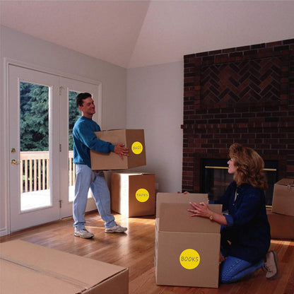 PARLAIM 3 Inch Round Permanent Adhesive Color-Code Dot Stickers,500 per Roll dots Label Dispenser Box,Iventory Circle Stickers (Yellow)