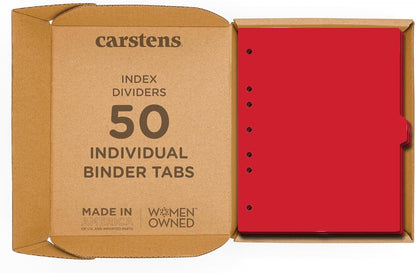 Carstens - Heavy Duty Plastic Ring Binder Dividers, Side Tab, 1/9 Cut, Tab 5 Position, US Letter, Red, Case of 50, (2618-05CS) - Ideal Medical Chart Dividers or Index Tabs for 3 Ring Binders