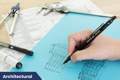 Pacific Arc Chromagraph Metal Mechanical Pencil .5 mm Black Barrel Mechanical Pencil with Built In Lead Pencil Grade Indicator, Lead Pencil Holder for Drafting, Sketching, and Drawing