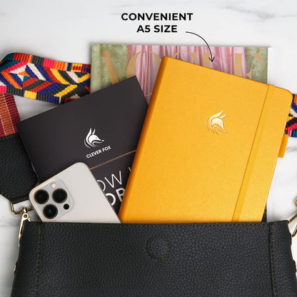 Clever Fox Dated Planner Premium 2025 – Weekly Agenda for Planning & Time Management –Notebook with Habit Tracker & To-do List (Amber Yellow)