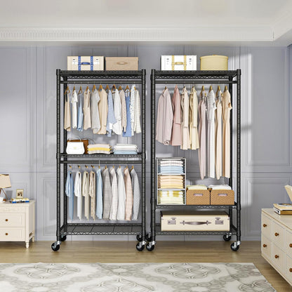 Heavy-Duty Portable Closet, 30"W x 14"D x 76"H, Black, Carbon Steel