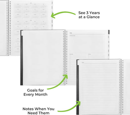 WallDeca Academic Planner 2025-2026, Daily, Weekly & Monthly Planner, July 2025 - June 2026, Student Notes Pages, Twin-Wire Binding Day and Weekly Agenda for School & Work (8.5 x 11-Inches, Black)