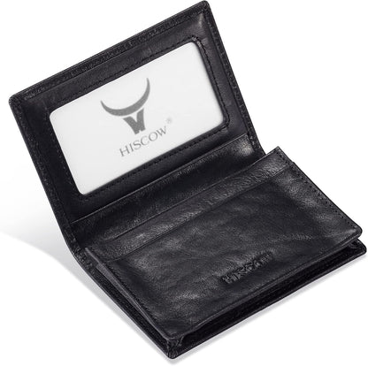 Leather Business Card Case Holder for Men & Women, Italian Calfskin