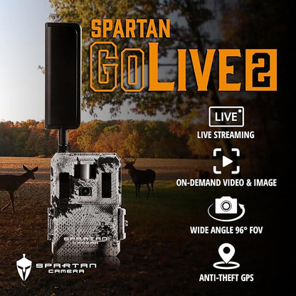 Spartan Camera GoLive2 4G LTE Trail Camera, 96°FOV Wide-Angle, Live Stream, Anti-Theft GPS, On-Demand Image & Video Capture, Real-time Updates, Built-in Lithium, Spartan Areus camo (1, AT&T)