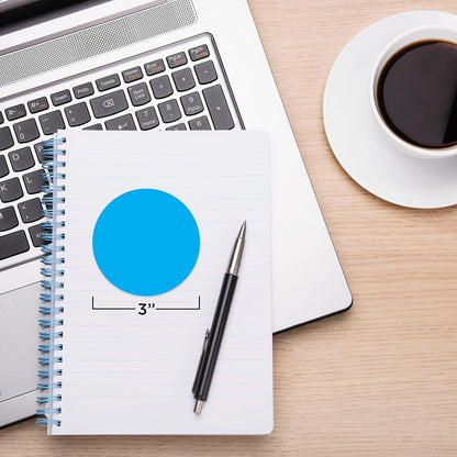 ChromaLabel 3 Inch Round Colored Stickers, Permanent Colored Labels Sticky Dots, Ideal Color Coding Labels for Office and School Projects - 500 Sticker Dots per Roll, Light Blue Dot Stickers
