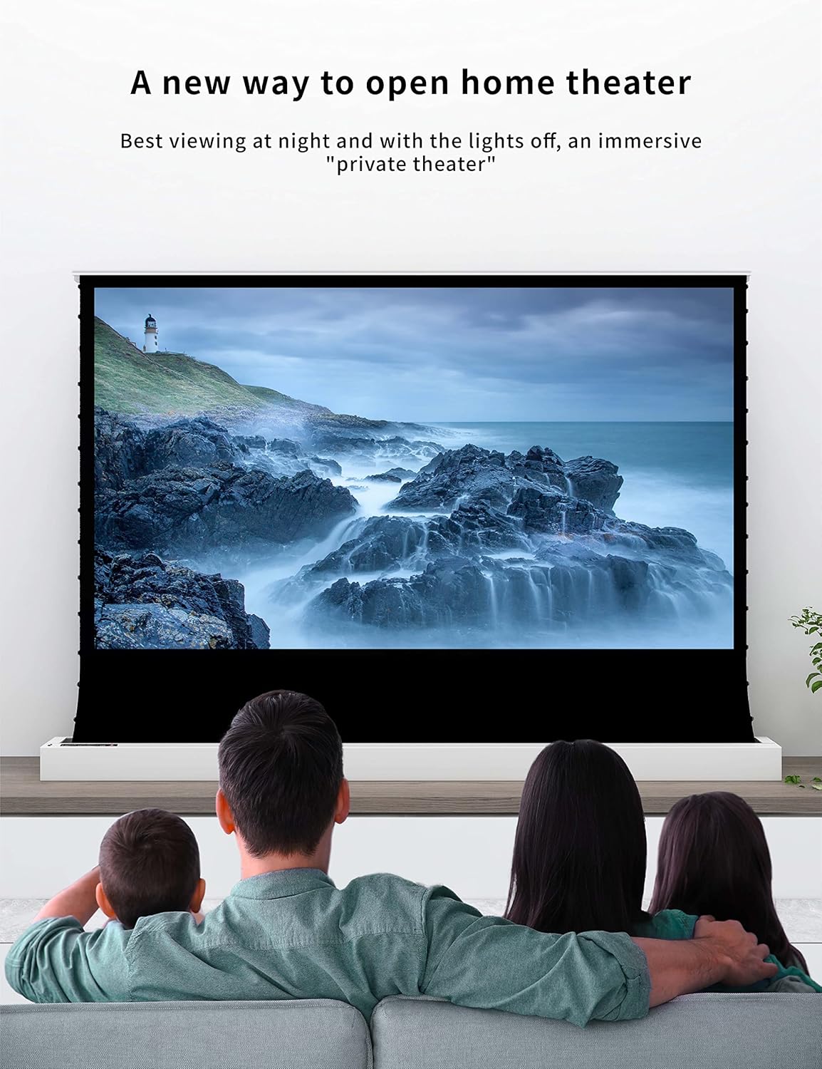 VIVIDSTORM-Screen Projector S 92 inch Motor Rollable Foldaway Portable Screen with White Cinema PVC, 4k 3D HD Gaming/Office Room,Compatible with Standard Projector,VWSDSTW92H