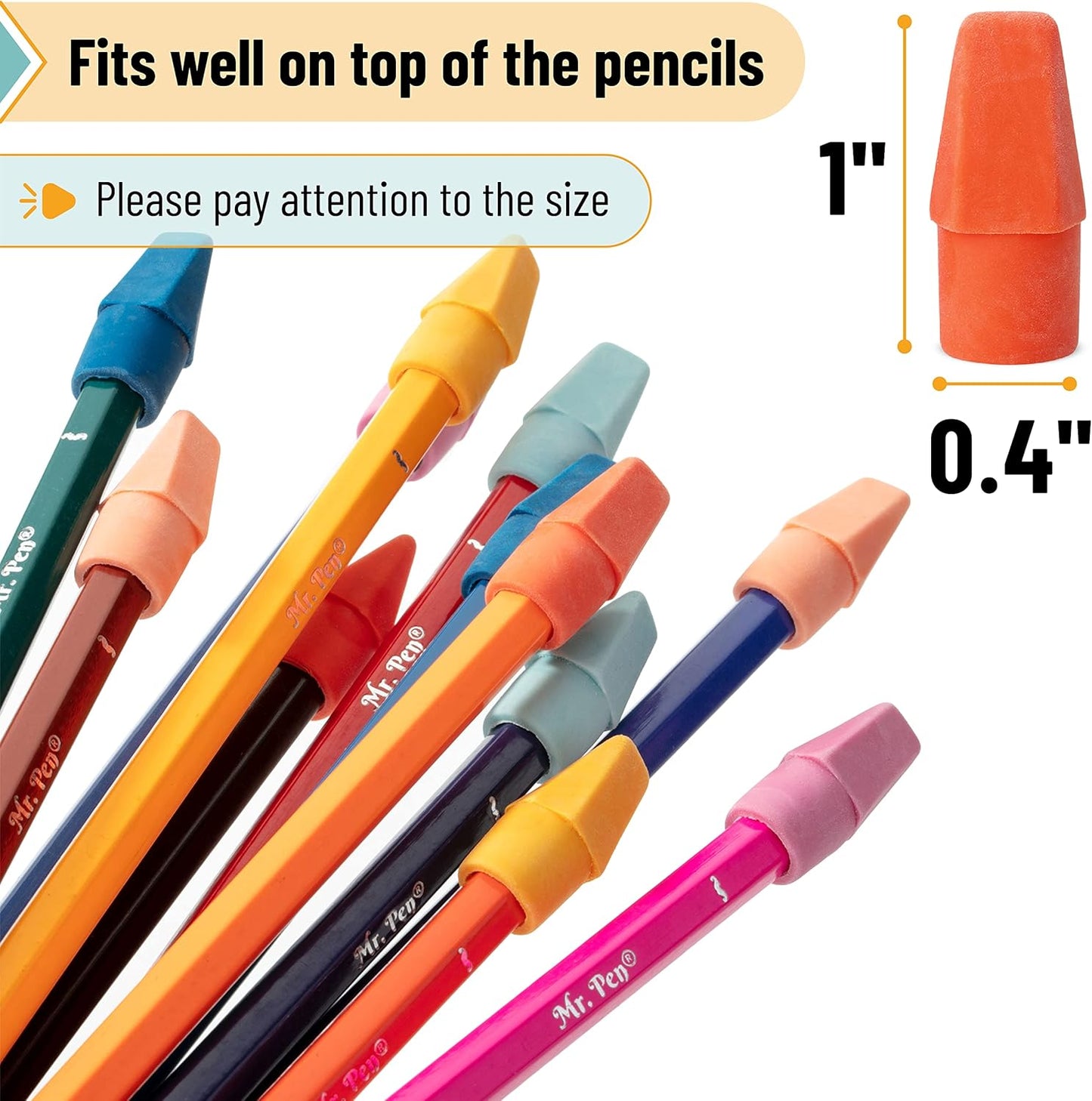 Mr. Pen- Pencil Eraser Toppers, 120 Pack, Vintage Colors, Cap Erasers, Pencil Top Erasers, Eraser Tops