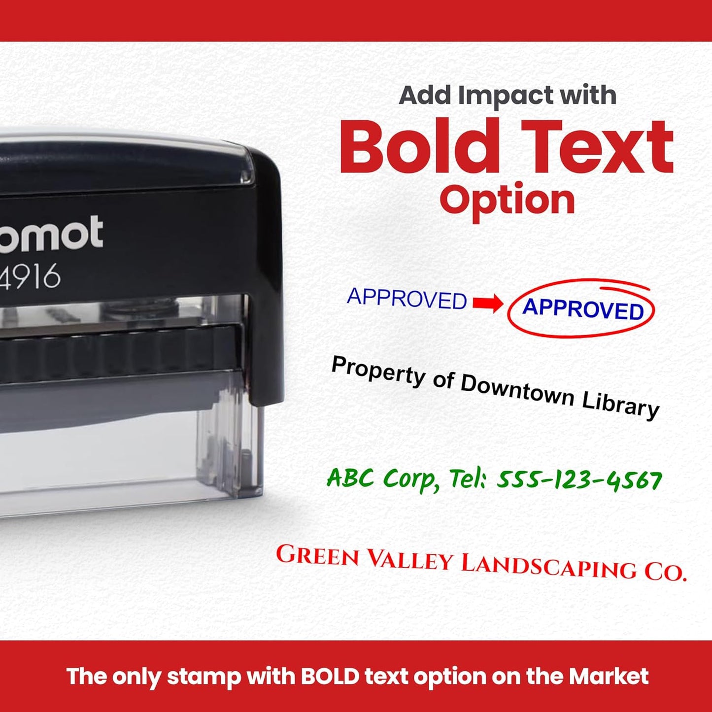 Promot Self Inking 1 Long Line Custom Stamp - Personalized Name Stamp for Office, Teacher, Address & Business Label Stamp - Choose Font, Ink Color, Pad, for Personal & Professional Use