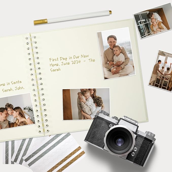 Vienrose Scrapbook Album 10x10 Inch Blank Thick Kraft Paper DIY Scrapbooking Supplies, Small Scrap Book Photo Albums for Wedding Travel Family Baby - Perfect Holiday Gifts Beige 20 Sheets/40 Pages