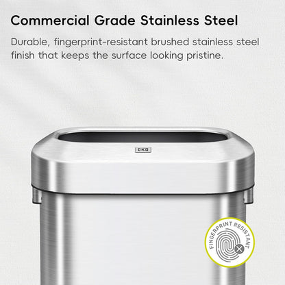 EKO Urban 24 Gallon/ 90 Liter Open Top Stainless Steel Slim Commercial Trash Can, Tall Kitchen Garbage Bin, Heavy-Duty Commercial Grade Large Trash Can for Home, Office, Hotel, Cafe, Restaurant, Dorm