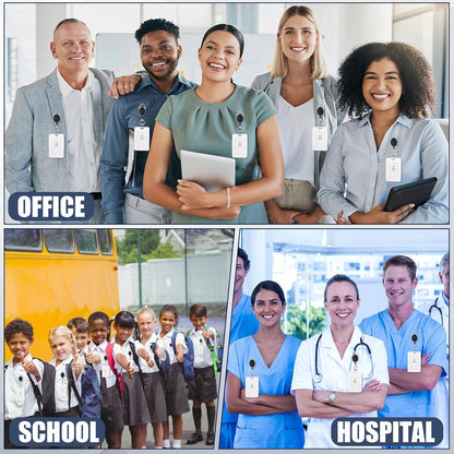 Laumoi 180 Packs Retractable ID Badge Holder Name ID Badge Reel Clips Keychain with Belt Clip and Key Ring for Office Worker Doctor Nurse Employee (Black)