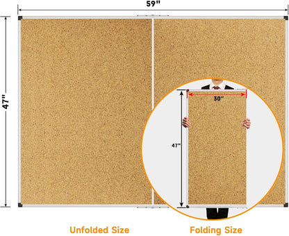 XBoard Large Cork Bulletin Board 60 x 48 Inch, Push Pin Corkboard with Aluminum Frame, 5' x 4' Message Notice Board for School, Home & Office Wall Display and Organization