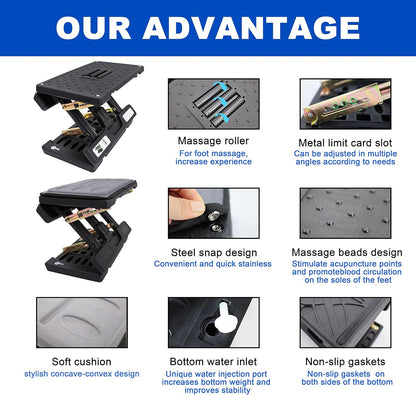 Adjustable Foot Rest and Footstool Under Desk, Ergonomic Leg Rest with Massage Roller, Height & Angle Adjustable, Detachable Cushion for Office and Home (Gray)