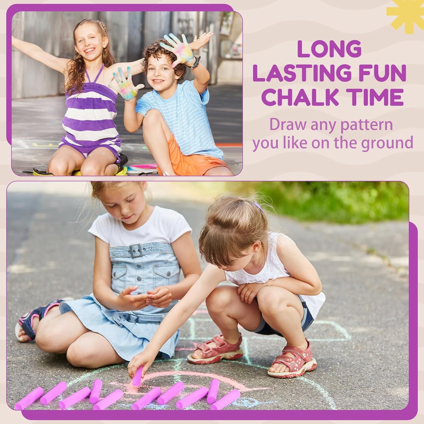 Fulmoon 40 Pcs Jumbo Sidewalk Chalk for Kids Outdoor Art Non Toxic Large Washable Street Chalk for Adults Drawing Painting Classroom(Rose Red,Round Style)