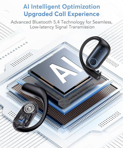 AI Translation Earbuds, Bluetooth 5.4 OWS Headphones with LCD Touch Screen, Real-Time Translator for 144 Languages & Accents, Audifonos Traductores Inglés Español, Ideal for Travel Business Learning