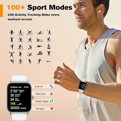 Fitpolo Smart Watch for Men Women,1.8” Touchscreen, Bluetooth Call, Alexa Built-in,24/7 Heart Rate,SpO2 Monitor,Step Counting,Sleep Tracking, IP68 Waterproof Fitness Tracker Watch for Android iPhone