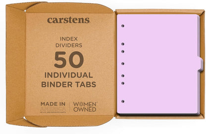 Carstens - Heavy Duty Plastic Ring Binder Dividers, Side Tab, 1/9 Cut, Tab 5 Position, US Letter, Lavender, Case of 50, (2618-14CS) - Ideal Medical Chart Dividers or Index Tabs for 3 Ring Binders