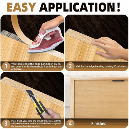 GSCIT Club Maple Edge Banding, 3/4 inch x 50ft Wood Edge Banding Pre-glued Flexible, Veneer Tape Banding for Cabinet Repair Furniture Restoration