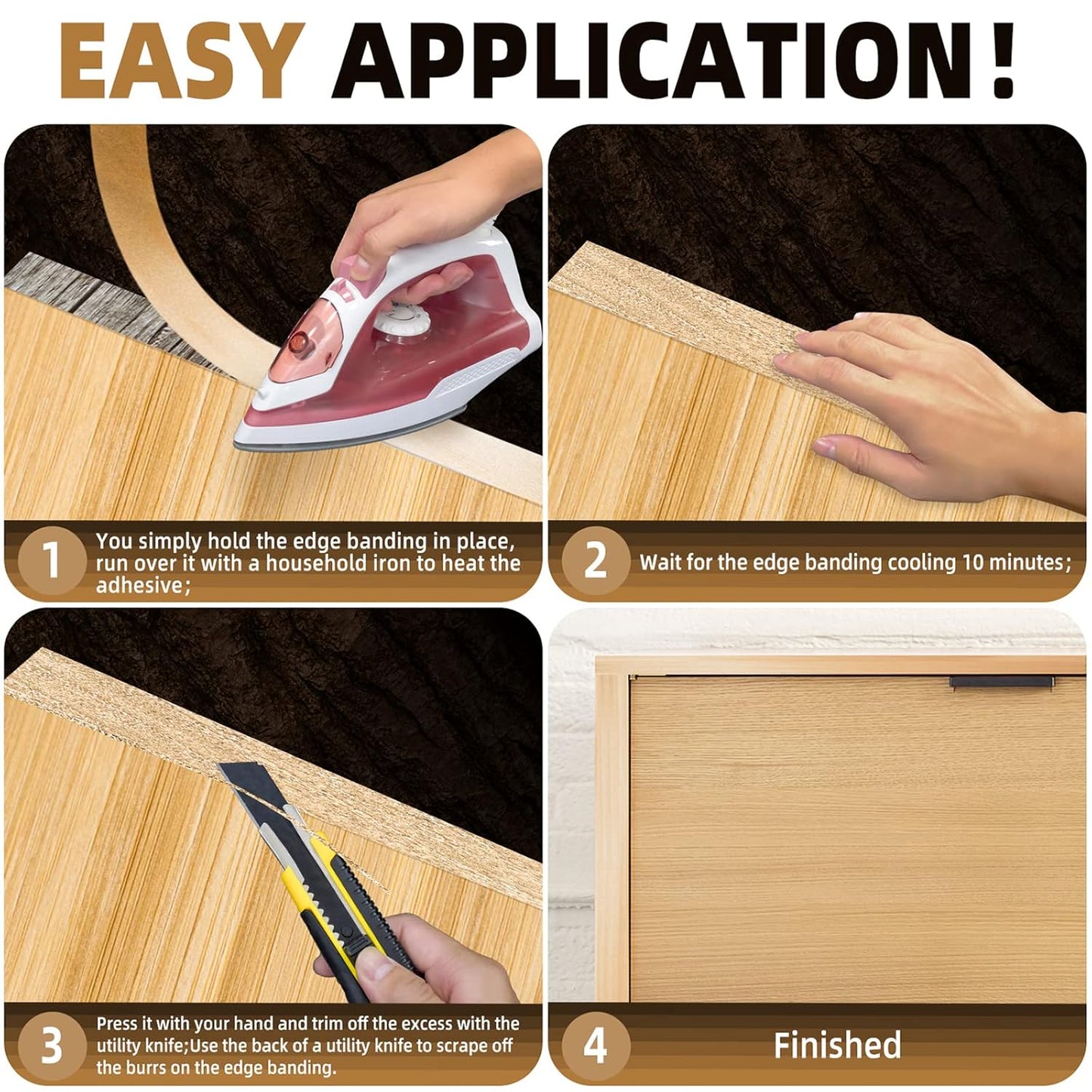 GSCIT Club Maple Edge Banding, 1 1/2 inch x 500ft roll of Veneer Edge Banding Preglued Flexible, Wood Tape Banding for Cabinet Repair Plywood