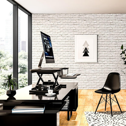 VERSADESK PowerPro™ 36 Inch Electric Standing Desk Converter, Height Adjustable Sit to Stand Up Desk Riser, Laptop and Dual Monitor Desktop Workstation with Wide Keyboard Tray and USB Port, Black