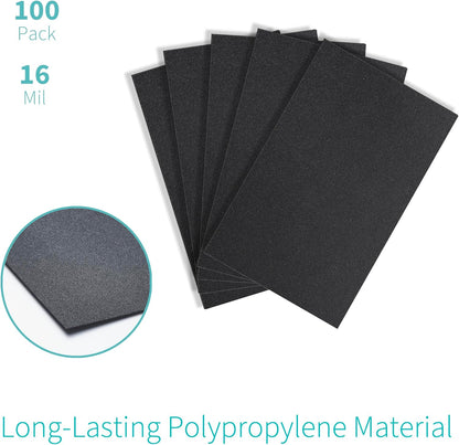 Binditek 100 Pack 16 Mil Sand-Textured Polycover, 11 x 17 Inches Binding Front and Back Covers, Lightly Sanded Finish, Heavyduty Presentation Covers, Tabloid, Black