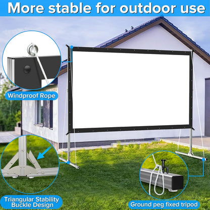 Projector Screen Indoor,JWSIT 100 inch Outdoor Movie Screen-Upgraded 3 Layers PVC 16:9 Outdoor Projector Screen,Portable Video Projection Screen with Carrying Bag for Home Theater Backyard
