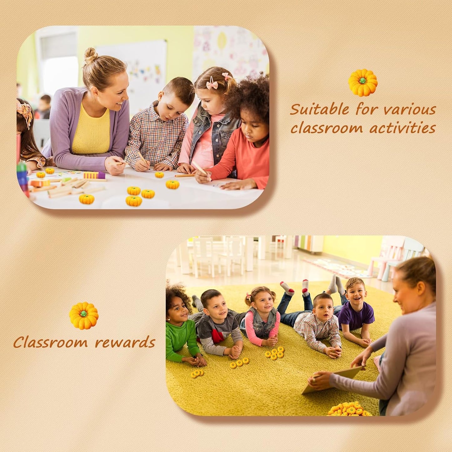Pumpkin Erasers Bulk Party Favors Mini Pumpkin Erasers for Children Students Back to School Gifts Classroom Counting Math Manipulative Counters Teacher Rewarding Gift 50pcs