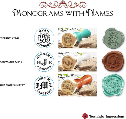 Custom Wax Seal Stamp Kit with Your Monogram & Name-Multiple Font Options-USA Handcrafted