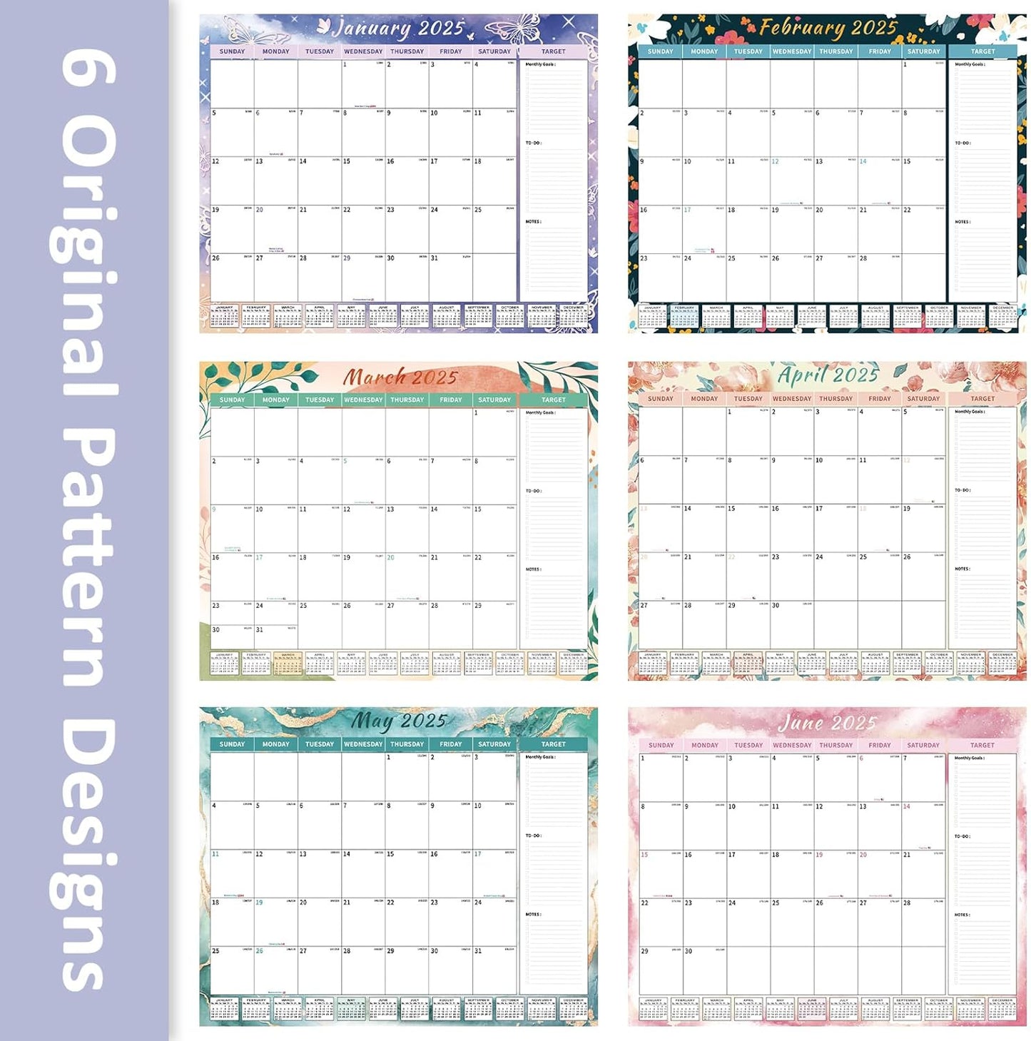 Ospelelf Desk Calendar 2025-2026 Large 22"x17" Monthly Planner Pad with Protective Cover 18 Months Butterfly Floral