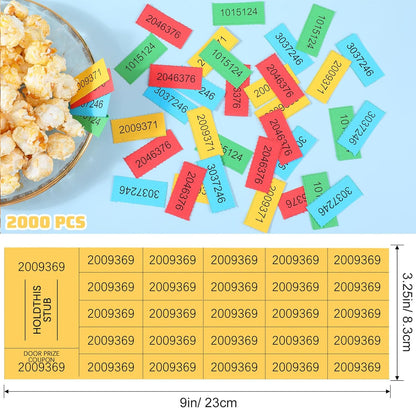Kosiz 2000 Sheets Raffle Ticket 25 Bid Chinese Auction Tickets Tricky Tray Basket Raffle Sheets for Back to School Class Rewards Carnival Door Prizes Events(Dark Yellow, Red, Lake Blue, Dark Green)