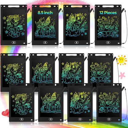 Tinlade 12 Pack LCD Writing Drawing Tablets 8.5 Inch Bulk Colorful Doodle Board Erasable Electronic Painting Drawing Pads Learning Toy Gifts for Kids Christmas School(Black)