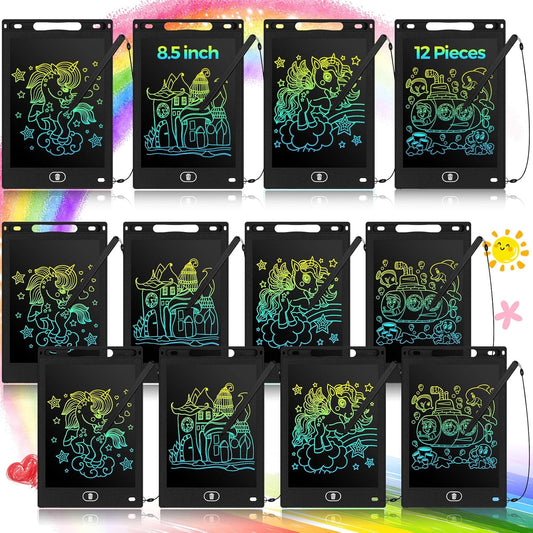 Tinlade 12 Pack LCD Writing Drawing Tablets 8.5 Inch Bulk Colorful Doodle Board Erasable Electronic Painting Drawing Pads Learning Toy Gifts for Kids Christmas School(Black)